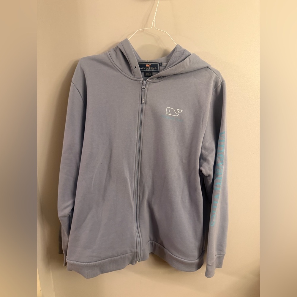 Vineyard Vines Blue Full Zip Hoodie Whale Logo XL